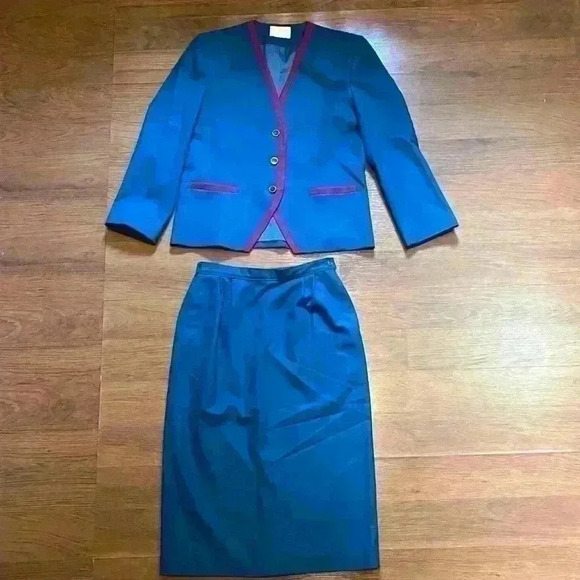 VTG 60s Pendleton Virgin Wool 2-PC Blazer Skirt Set Womens Power Suit Teal - Picture 1 of 9